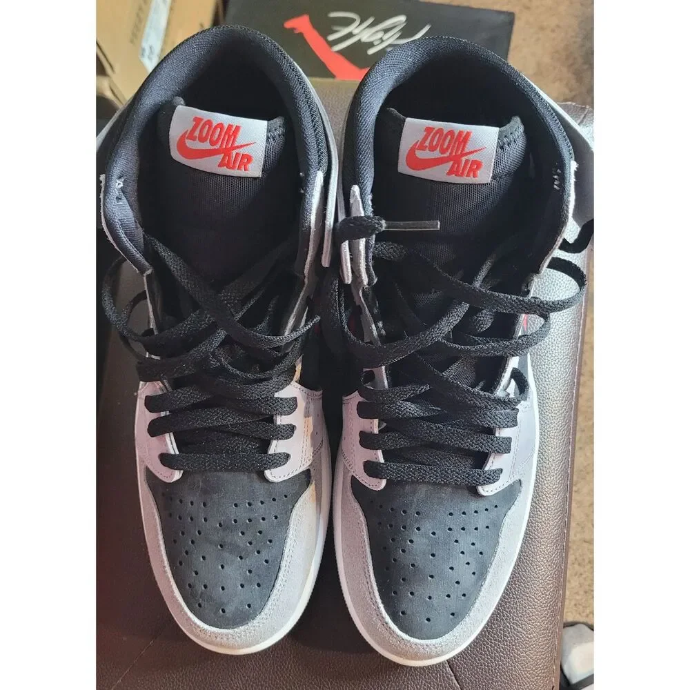 Air Jordan 1 Zoom CMFT 2 Black Fire Red Cement Grey Size 10 DV1307-060